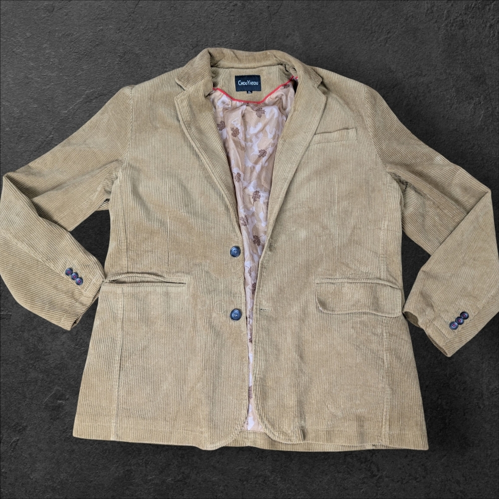 Chou Yatou Men's Corduroy Blazer Jacket Sz XL